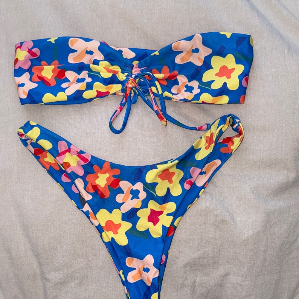 Floral Blue Bikini Set